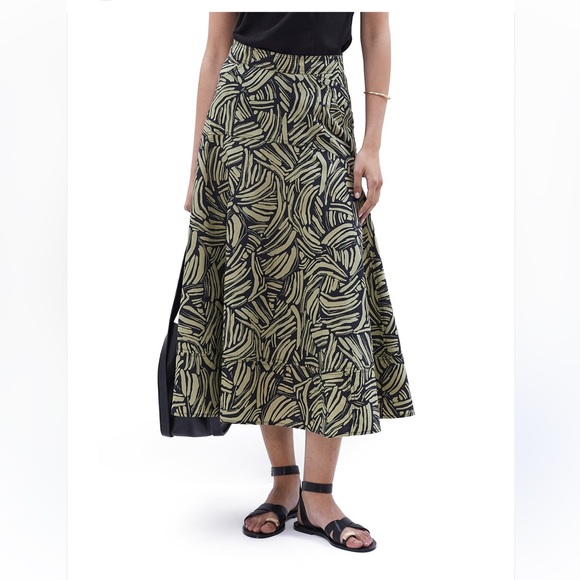 Doncaster Dresses & Skirts - Vintage Doncaster Silk Midi Skirt Black Gold Abstract